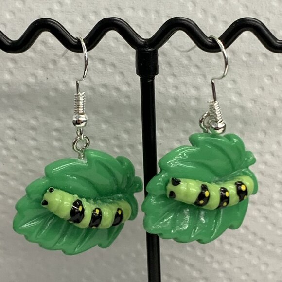 Caterpillar Earring, Insect Earring, Teacher Earring, Silly Earring, Gift Idea - Picture 4 of 5
